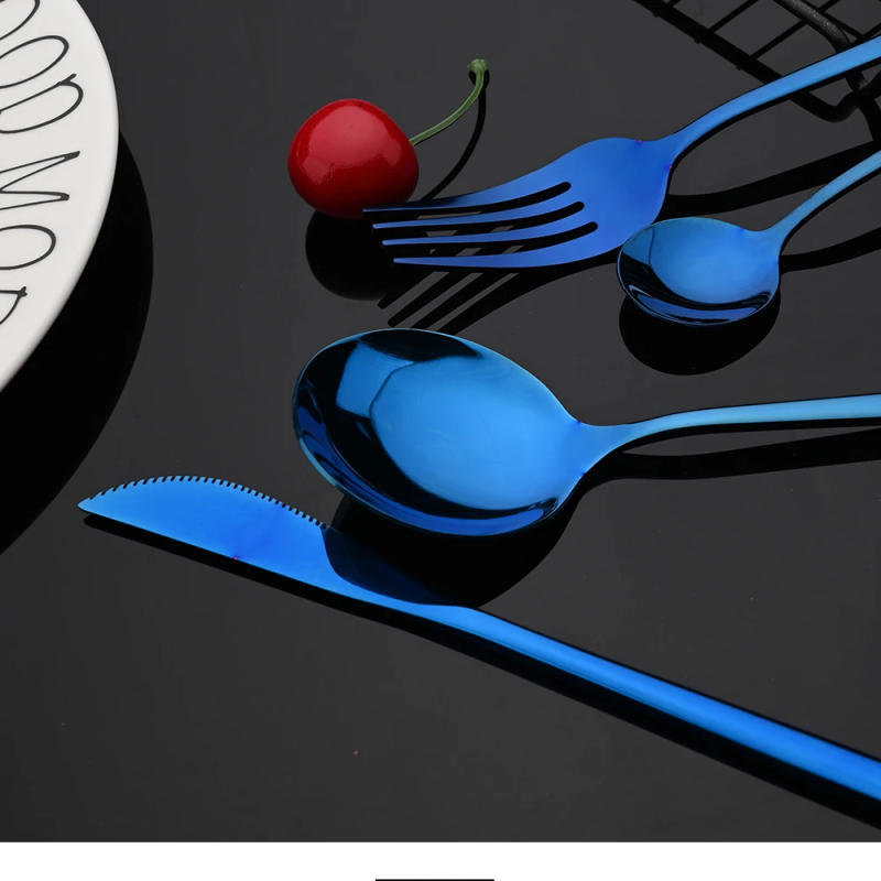 Description Picture 6 of itemMirror Rose Gold Flatware Cutlery Set Sainless Steel Home Dinnerware Party Fork Spoon Dessert Knife Kitchen Dinner Tableware Set