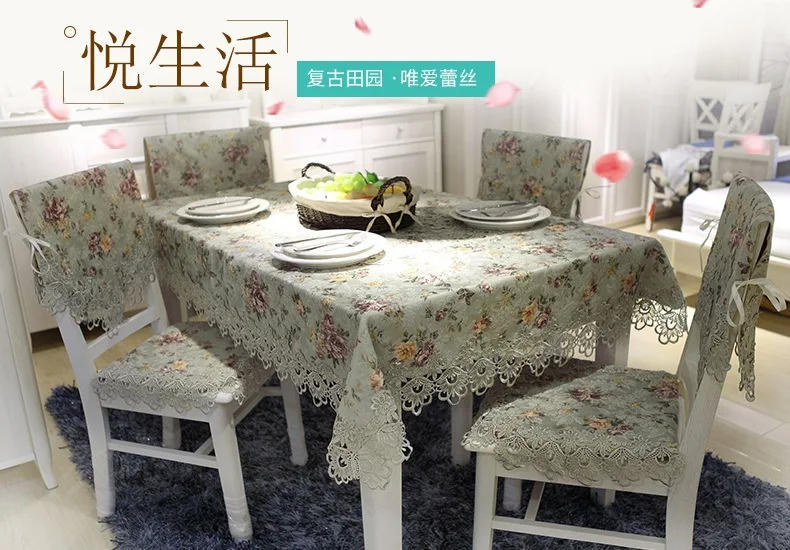 Description Picture 3 of itemDesigner Embroidered Lace Crochet Tablecloth Elegant European Rustic Floral Table Decoration Chair Cover Table Runner & Cloth