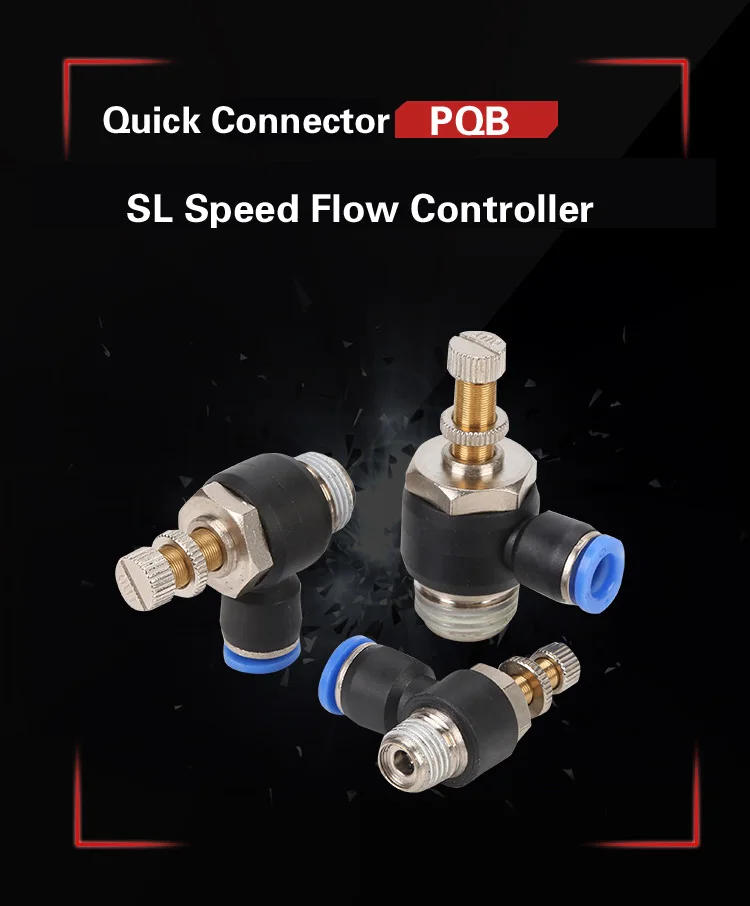 Description Picture 3 of itemPneumatic Speed Flow Controller 8mm 6mm 10mm 12mm OD Hose Tube 1/4"BSP 1/8" 3/8" 1/2" Male Gas Airflow Limit Valve Quick Fitting