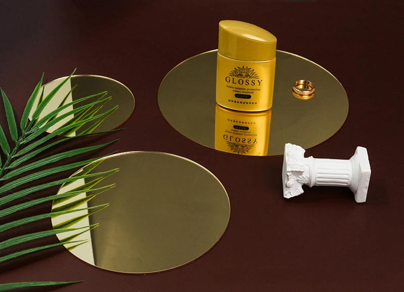 Description Picture 2 of itemOutdoors Beach Photography Props Gold Mirror Reflection Background Photo Studio Tabletop Shoot Cosmetics Jewelry Photographic