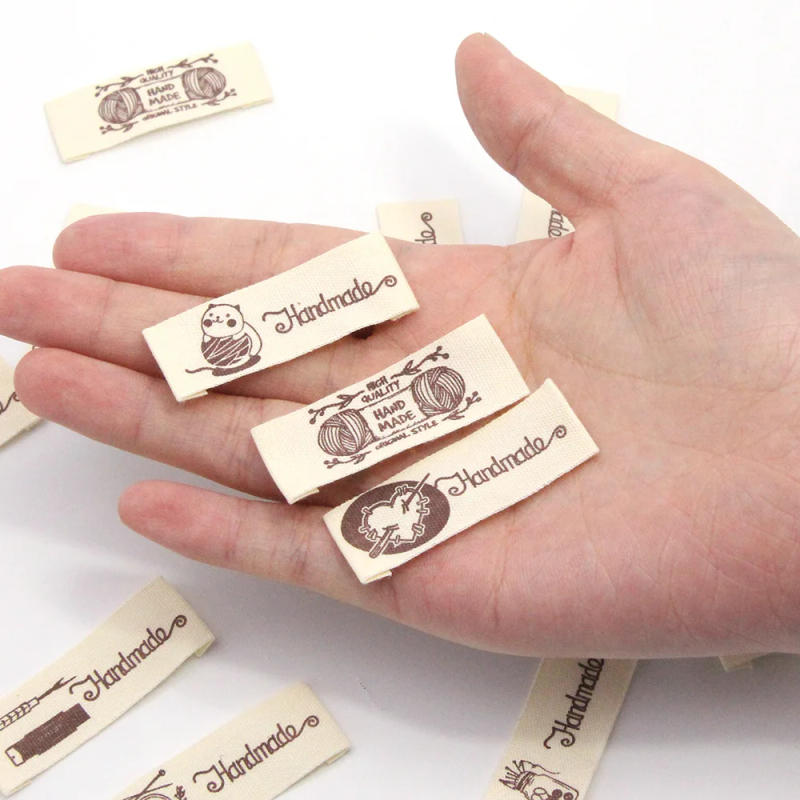 Description Picture 5 of item50Pcs Woven Labels Handmade Tags For Garment Accessories Cotton Tag Handmade With Love Labels For Hats Bags Decorations 45*16MM