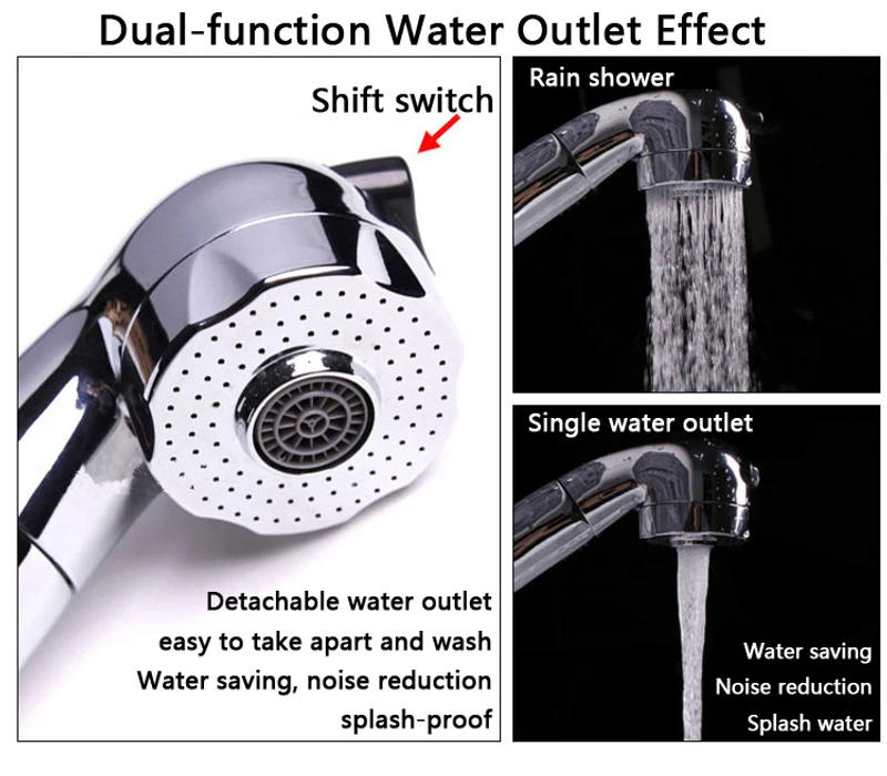 Description Picture 6 of item2 Functions Kitchen Pull Out Faucet Sprayer Nozzle Water Saving Bathroom Basin Sink Shower Spray Head Water Tap Faucet Filter