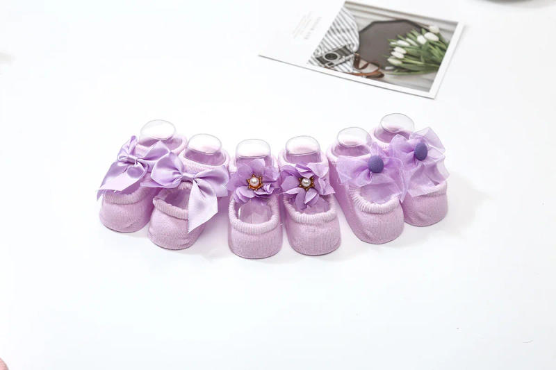 Description Picture 6 of item1 Pair Spring Newborn Bowknot Baby Girl Sock Flower Lace Clothes Accessories Summer Ribbon Children Slipper Kids Toddlers