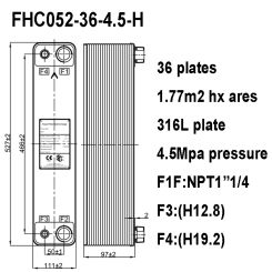 052 Series 1.77m2 Stainless Steel PHE 36 Plates 4.5 Mpa Pressure Brazed Plate Heat Exchanger