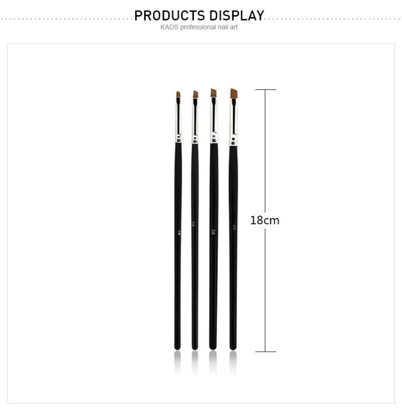 Description Picture 4 of itemKADS 20Pcs/SET Nail Brush Gel Nail Brush Tilted Head 4 Sizes Available Brushes For Painting Good Quality Gel Brush Nail Brush