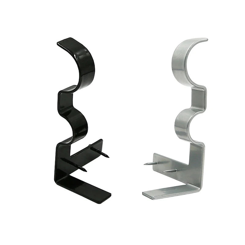 Description Picture 2 of item1 Pair New Curtain Rod Bracket Hang Curtain Rod Holders Tap Right Into Window Frame Double Curtain Rod Bracket Hardware