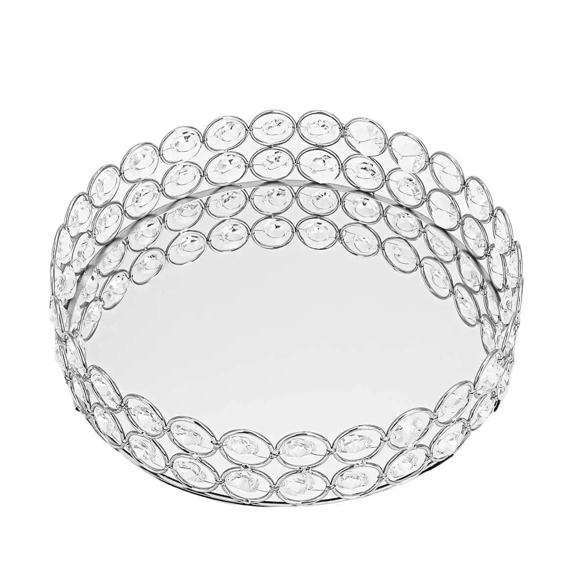 Description Picture 6 of itemCrystal Makeup Tray Storage Baskets Box Home Organizer for Necklace Dessert Plate Tray Decorative Vanity Jewelry Serving Tray