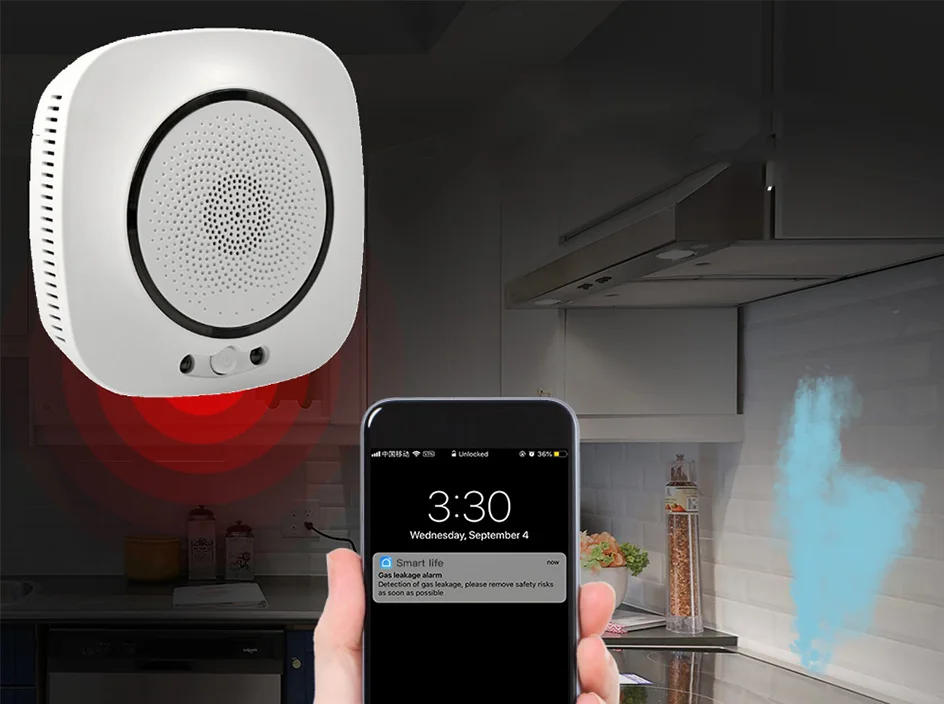 Description Picture 5 of itemWiFi Smart Gas Leakage Fire Security Detector Gas Combustible Alarm Sensor Smart Life Tuya App Control Home Security System