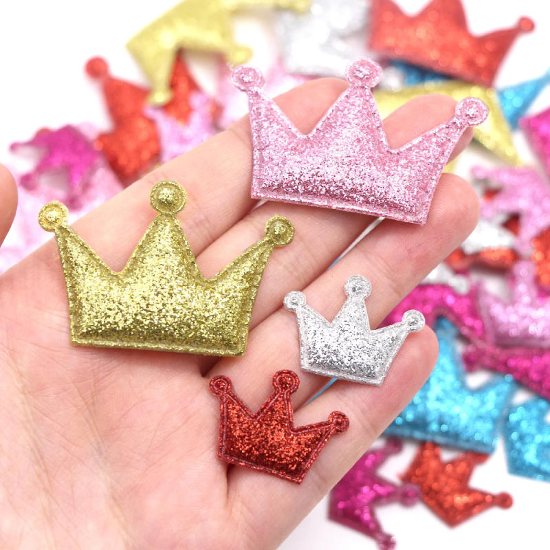 Description Picture 2 of item50Pcs Crown Padded Patch Mix Color Sequin Patches For Clothes Shiny Sewing Appliques Patches Decorative Hair Clip DIY Crafts