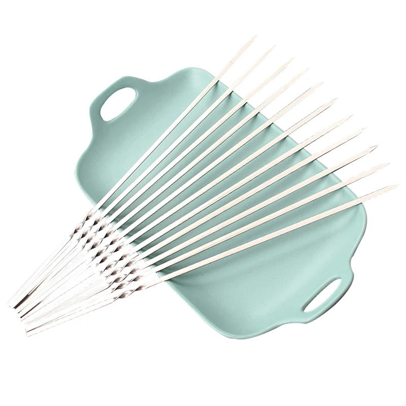 Description Picture 4 of item100pcs/50pcs Reusable Flat Stainless Steel Barbecue Skewers Bbq Needle Stick for Outdoor Camping Picnic Tools Cooking Tools