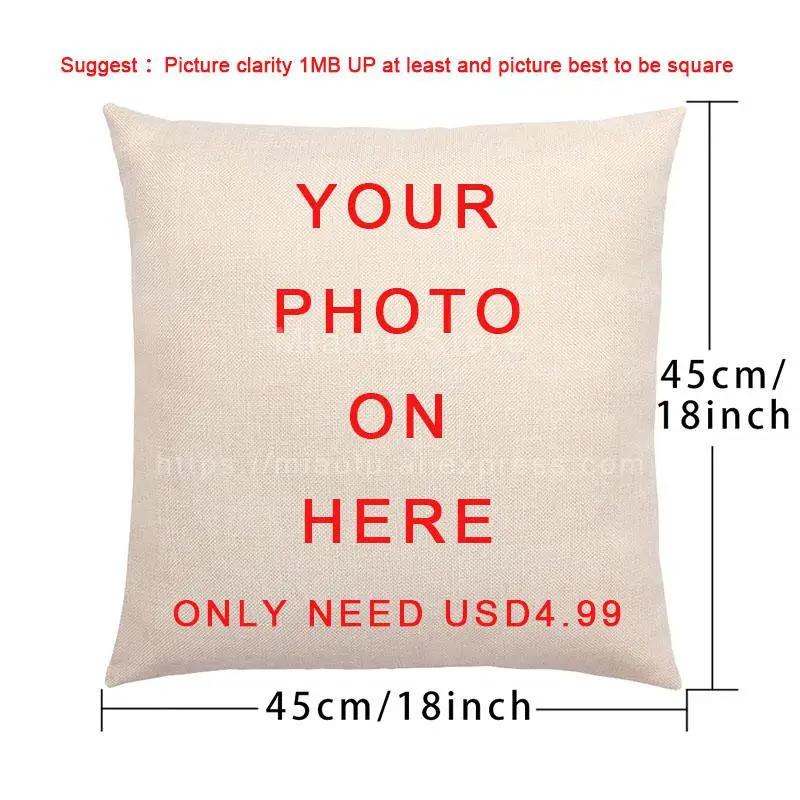 Description Picture 2 of itemDIY Logo Custom Cushion Cover Baby Family Pets Pillow Case Luxury Brand Customized Throw Pillow Cover Linen Housse De Coussin