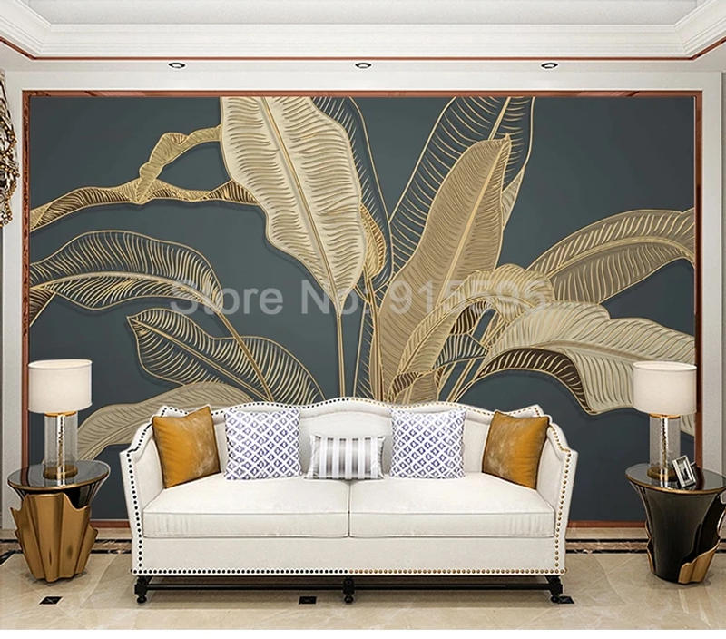 Description Picture 5 of itemCustom Photo Wall paper 3D Embossed Retro Banana Leaf Large Mural Living Room Bedroom Luxury Wallpaper Home Decor Wall Painting