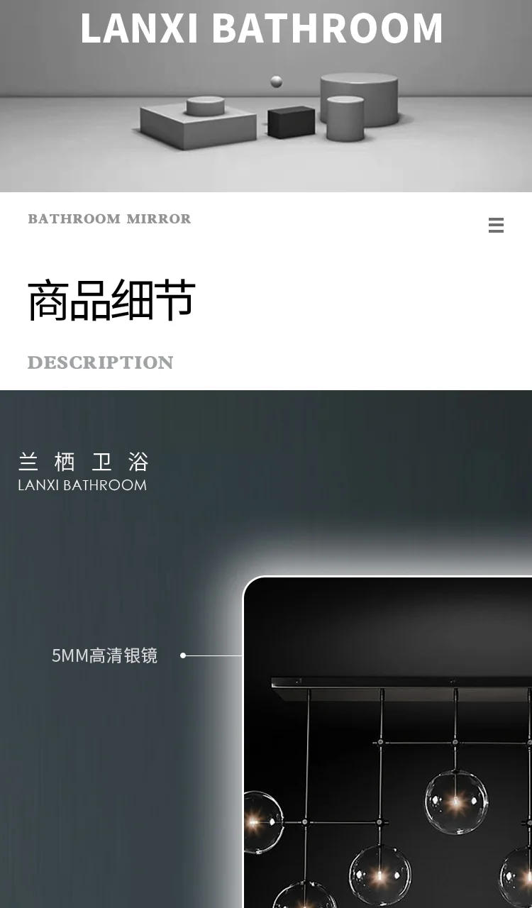 Description Picture 5 of itemSmart Mirror Bathroom LED Wall Hanging Bathroom Mirror Toilet with Light Makeup Antifog Glasses Touch Screen Bathroom Mirror
