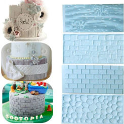 2pcs/set Stone Tree Bark Shape Embossed Bake Tool Fondant Cake Cupcake Decorating DIY Mold Tools Bakeware Cake Moulds