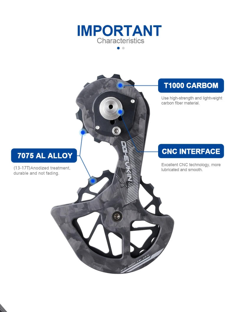 Description Picture 6 of itemOG-EVKIN RD-01 Carbon Fiber Ceramic Rear Derailleur 13T-17T Pulley Guide Wheel For R7000 R8000 R8050 R9150 R9170 Bicycle Parts