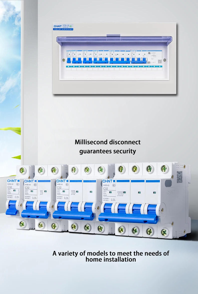 Description Picture 3 of itemCHNT CHINT NXB-63 1P AC 230/400V Miniature Circuit Breaker C 6 10 16 20 25 32 40 63A Overload Protector  DZ47 C Style Air Switch