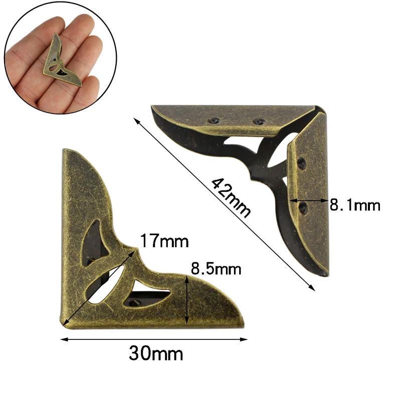 Description Picture 4 of itemNew 42x30mm 20pc Metal Book Corner Protectors Tone Scrapbooking Albums Menus Folders Corner Protectors Card File DIY Decorative