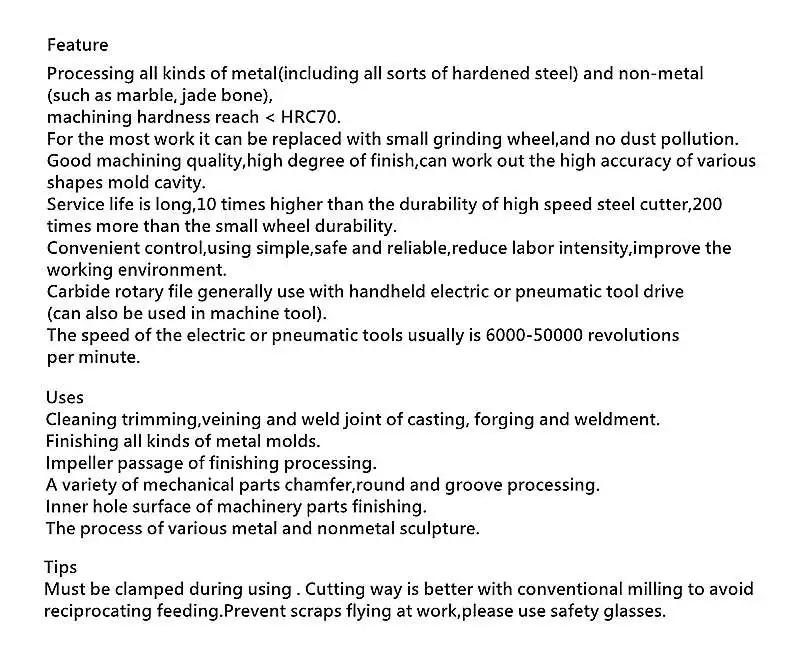 Description Picture 5 of itemYG8 Alloy Rotary File 1Pc MX Type Double Slot Tungsten Carbide Wood Carving Grinding Head Hard Metal Milling Cutter For Copper