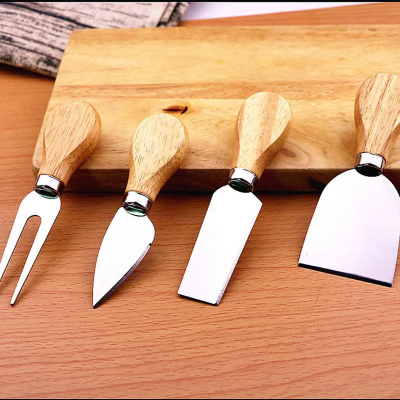 Description Picture 6 of item4pcs/set Wood Handle Sets Bard Set Oak Bamboo Cheese Cutter Knife SlicerCheedse Cutter Useful Cooking Tools  Kit Kitchen