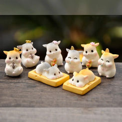 BAIUFOR Lovely Doll Ornaments Cute Cartoon Cheese Hamster Figurines & Miniatures Fairy Garden Figures DIY Bottle Landscape Decor