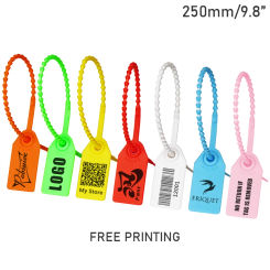 100 Custom Print Hang Tags Beaded Plastic Cable Zip Ties Garment Clothing Shoe Bag Security Brand Logo Tag Label Seal 250mm/9.8"