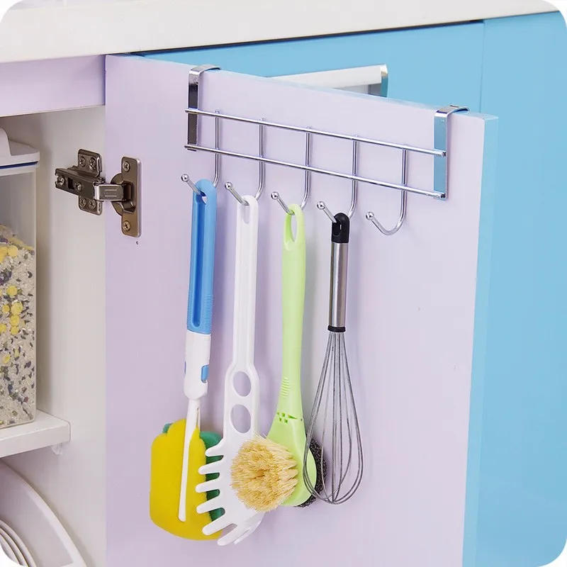 Description Picture 3 of item5 Hooks Clothing Coat Towel Hanger Rack Holder Shelf Over Door Home Bathroom Kitchen Hat Organizer  Over The Door Hooks