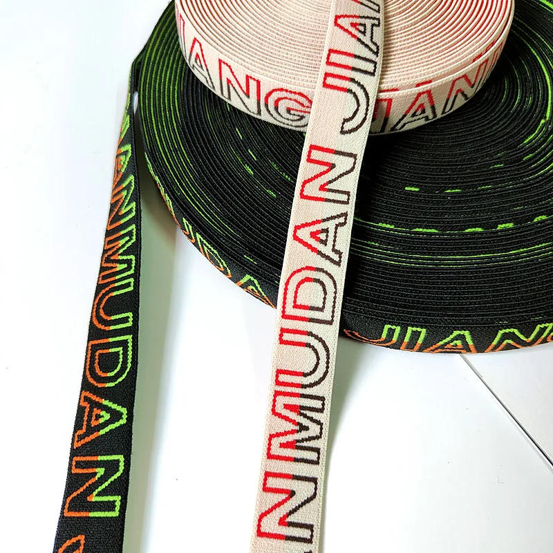 Description Picture 3 of item1 Yard Jacquard Color Matching Elastic Band 20-40mm Letter Pattern Rubber Elastic Webbing Children's Clothing Sewing Accessories