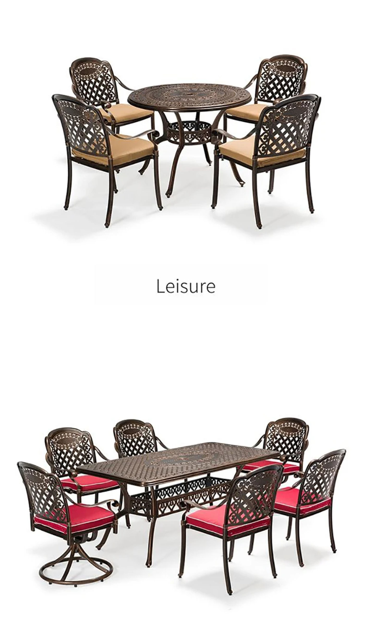 Description Picture 6 of itemNorthern Europe Outdoor Cast Aluminum Table And Chairs Combination Light Luxury Villa Courtyard Garden Chaise Lounge Set