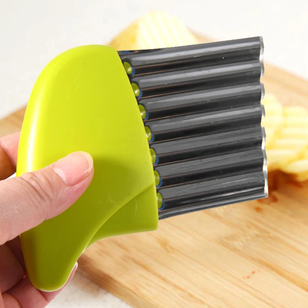 Description Picture 5 of itemPotato Cutter Stainless Steel Wavy Knife French Fry Chip Cutter Kitchen Vegetable Slicer Cooking