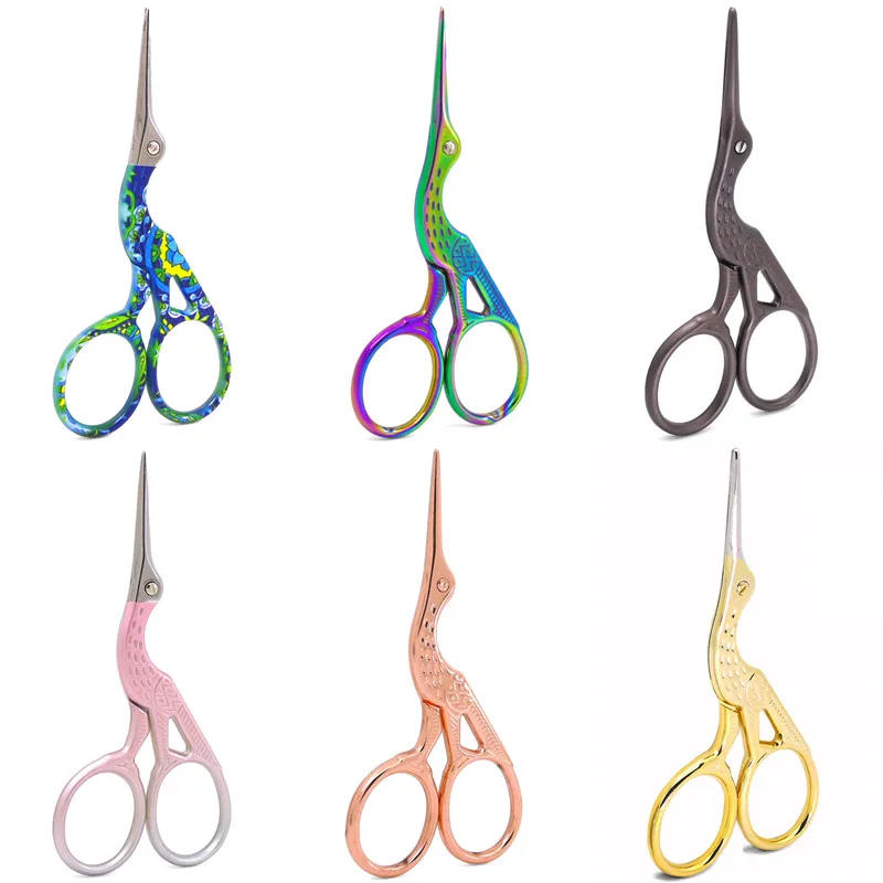 Description Picture 5 of itemSuper Beautiful Print Professional Sewing Scissors Office Supplies Paper Scissors Vintage Pink Mini Stork Scissors Cloth Cutter
