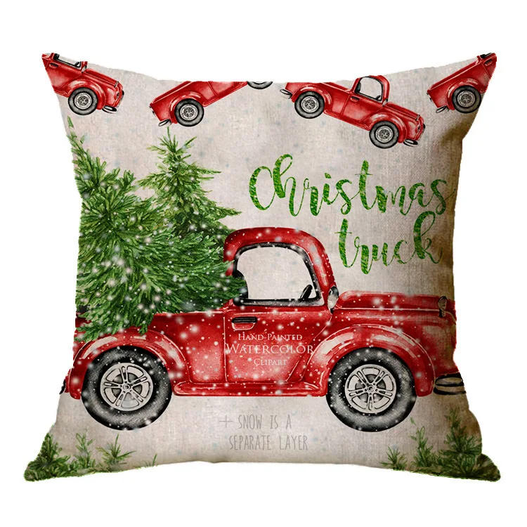 Description Picture 5 of itemChristmas Decoration Cushion Cover Cartoon Elk Santa Cushion Cover Christmas Pillow Case Linen Decoration Pillow Home Decoration