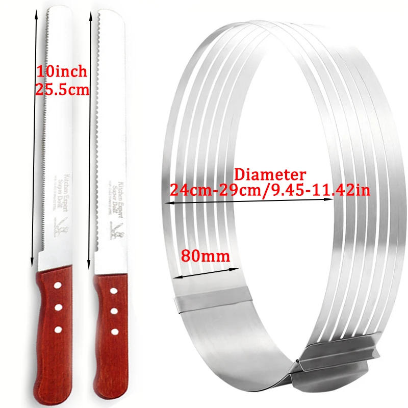 Description Picture 5 of item3pc/set Adjustable Cake Layer Cut Mousse Kitchen Chef Serrated Toast Knife Cake Slicer Device Mold Bakeware Baking Cake Tools