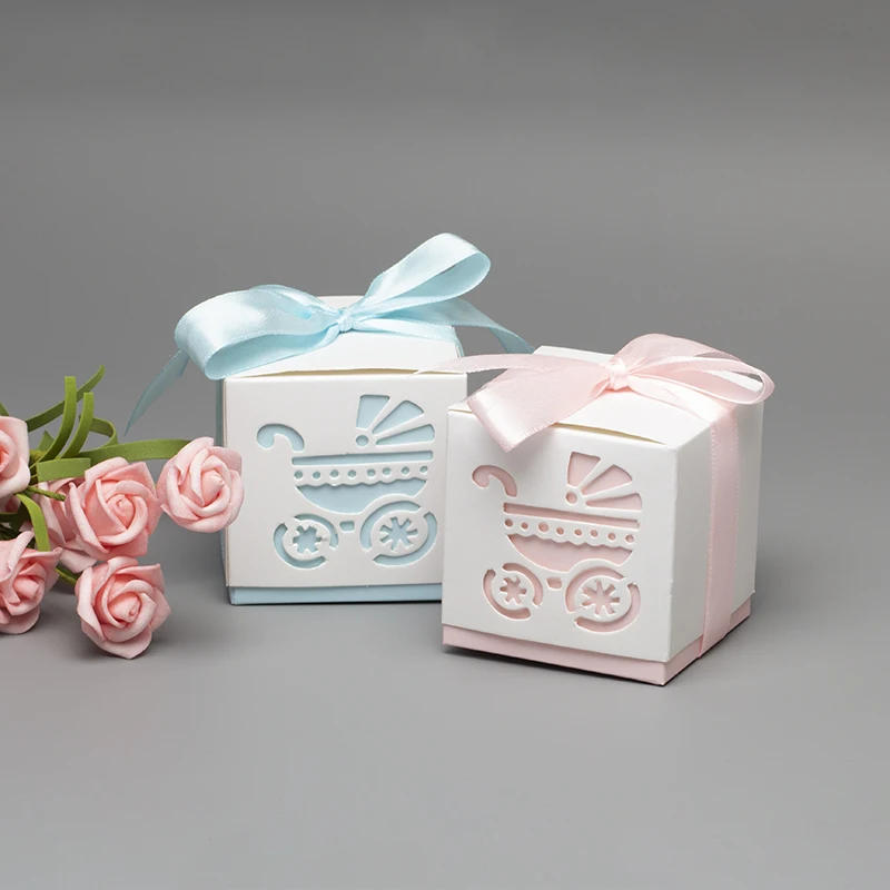Description Picture 5 of item10pcs/bag Cute Candy Box Baby Carriage Blue&Pink Paper Gift Boxes Decoration For Kids Birthday Party DIY Baby Shower Supplies 5Z