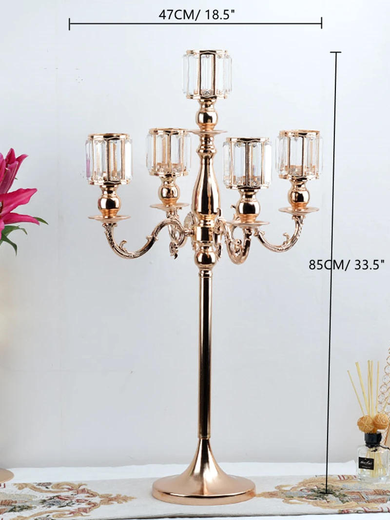 Description Picture 2 of itemCrystal Candelabras Wedding Table Centerpiece Luxury Candelabrum Metal Candle Holders For Home Decoration 10 PCS /Lot