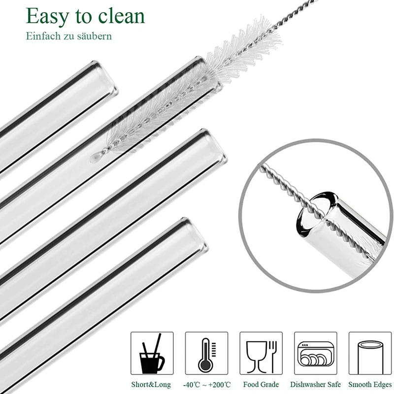 Description Picture 4 of item2Pcs Colorful Drinking Straws High Borosilicate Glass Straw Reusable Straws for Smoothies Juice Milkshake Coffee Cocktail Straw