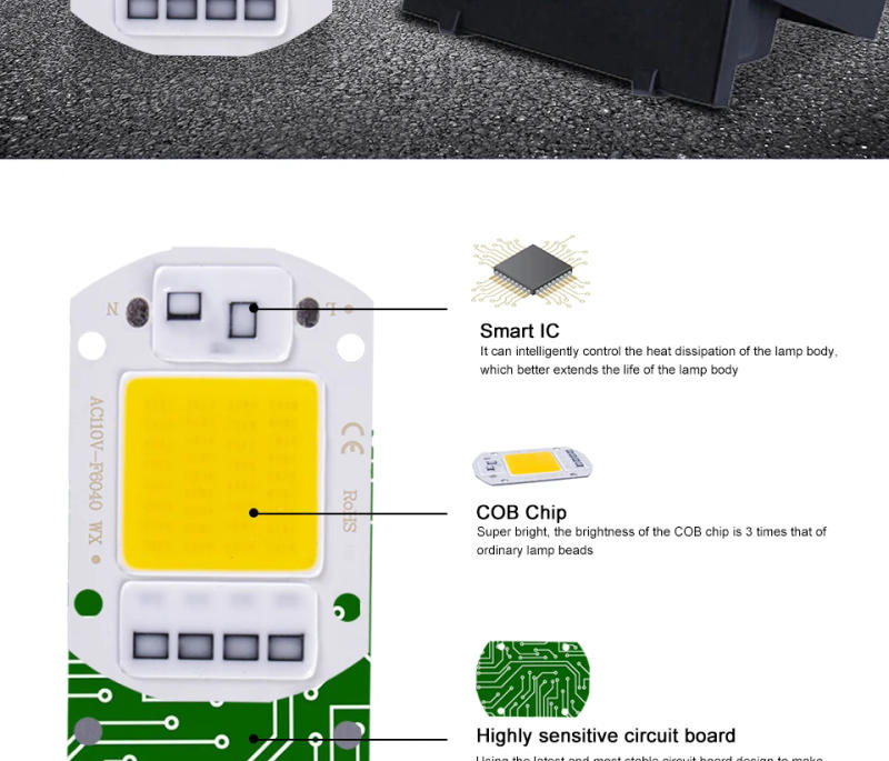 Description Picture 5 of itemLED chip 20W 30W 50W AC 220V smart COB lamp beads LED lamp without driver DIY Lampada outdoor chip light floodlight spotlight
