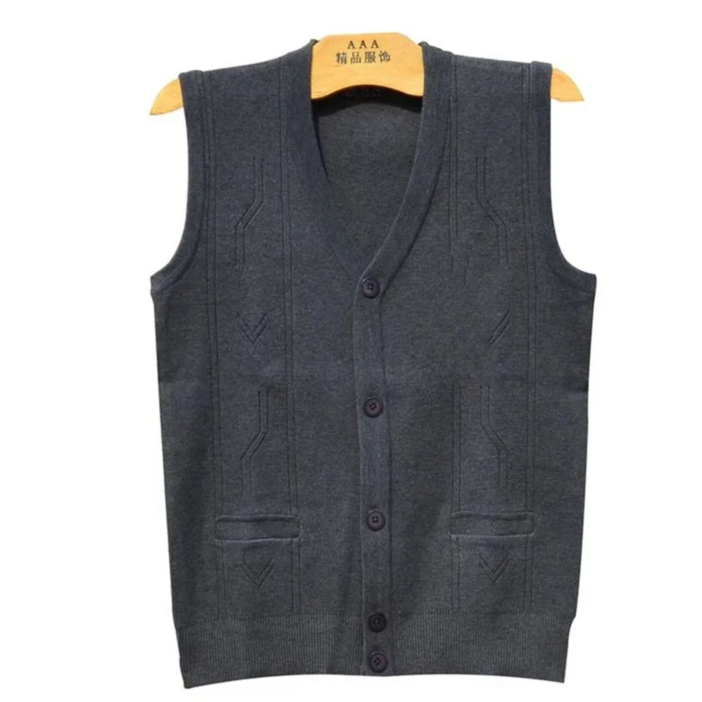 Description Picture 2 of itemMens Spring Vests Sweaters Knitted Waistcoat Cardigan Wool Sleeveless Coats Chandail Male Jumpers Fleece Tops Autumn Stretch