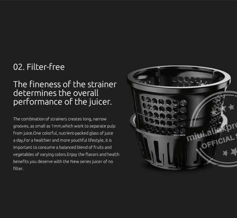 Description Picture 3 of itemMIUI screw cold press juicer easy to clean slow speed original juicer fruit and vegetable blender commercial flagship