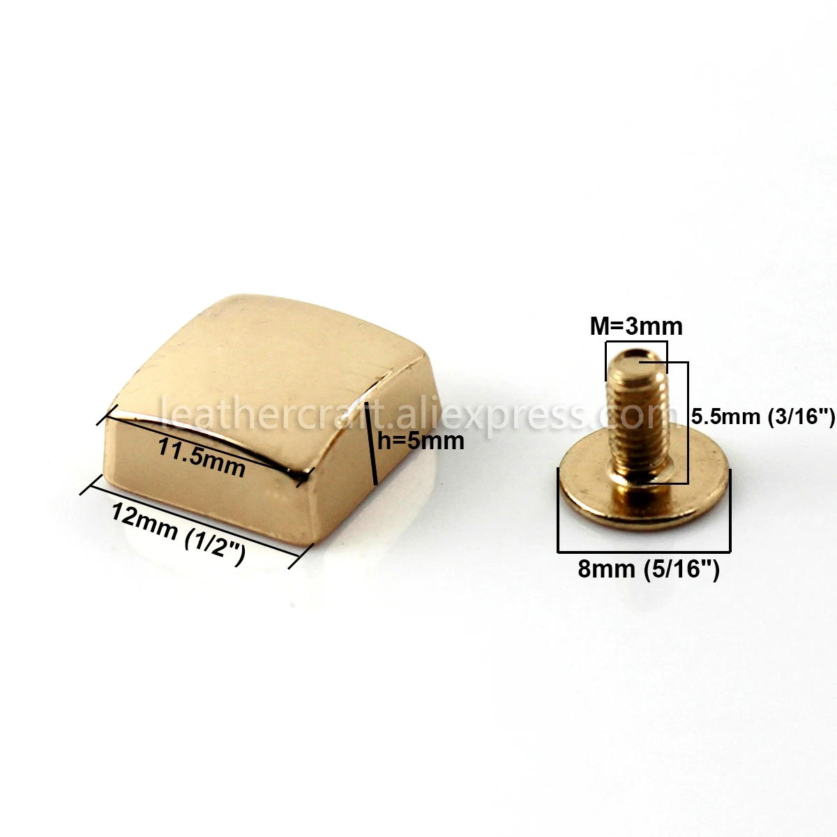 Description Picture 2 of item4pcs Metal Square Shape Screw Back Rivets Studs Nail Stud for Garment Leather Craft Belt Wallet Decoration Parts 12mm