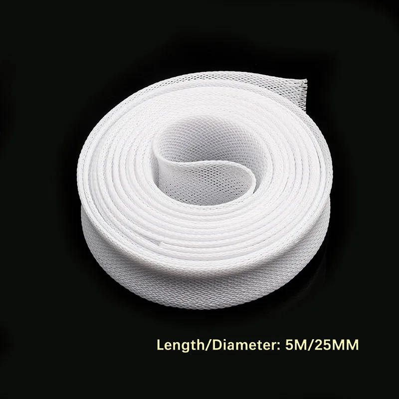 Description Picture 6 of item5/10M White Insulated Braid Sleeving 2/4/6/8/10/12/15/20/25mm Tight PET Wire Cable Gland Protection Cable Sleeve