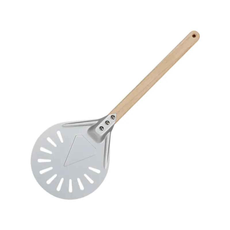 Description Picture 3 of item7 8 9 10 inch Perforated Turning Peel Pizza Shovel Aluminum Pizza Peel Paddle Short Pizza Tool Non Slip wooden Handle
