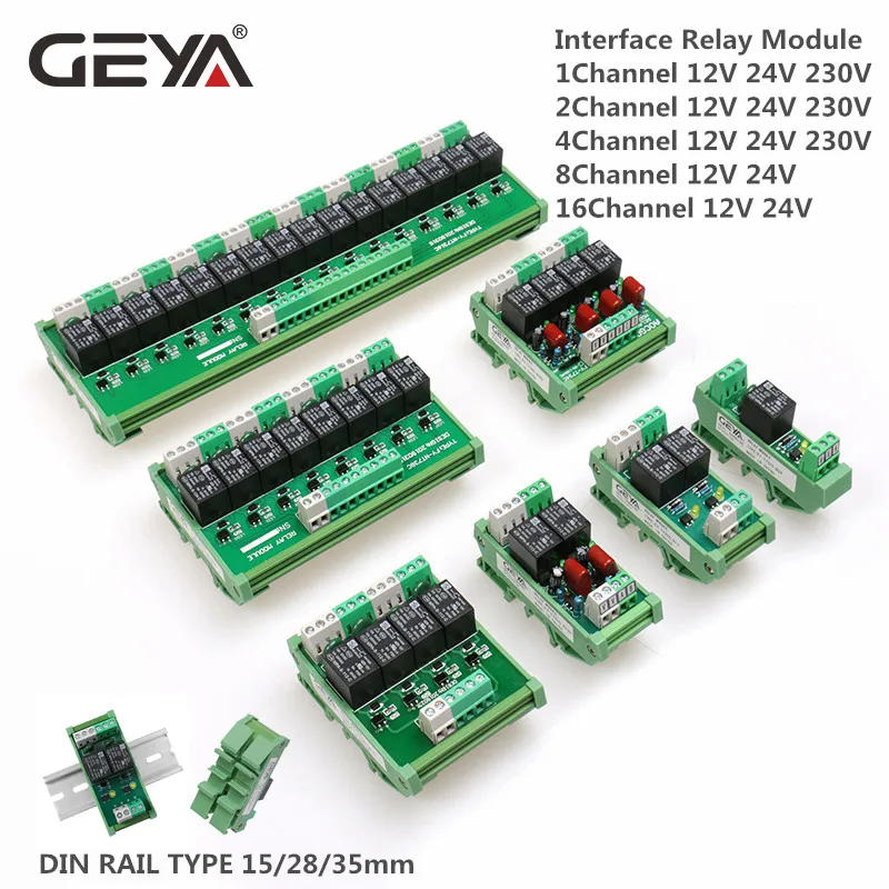 Description Picture 6 of itemGEYA Din Rail Mounted 2 Channel Relay Module DC 24V 12V 230VAC Intermediate Power Relay Control Module 5VDC
