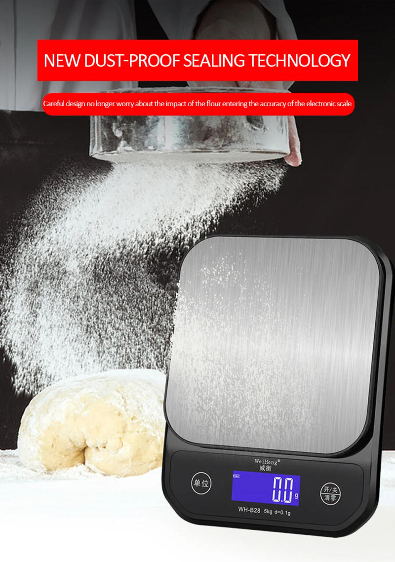 Description Picture 6 of itemRechargeable Digital Kitchen Scale 10kg/1g 5kg/0.1g Stainless Steel Weighing Electronic Scales Cooking Baking Food Scales
