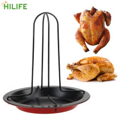 Chicken Roaster Rack Stainless Steel Roasting Grill Stand Kitchen Outdoor BBQ Tools Grilled Chicken Plate Grilling Tools