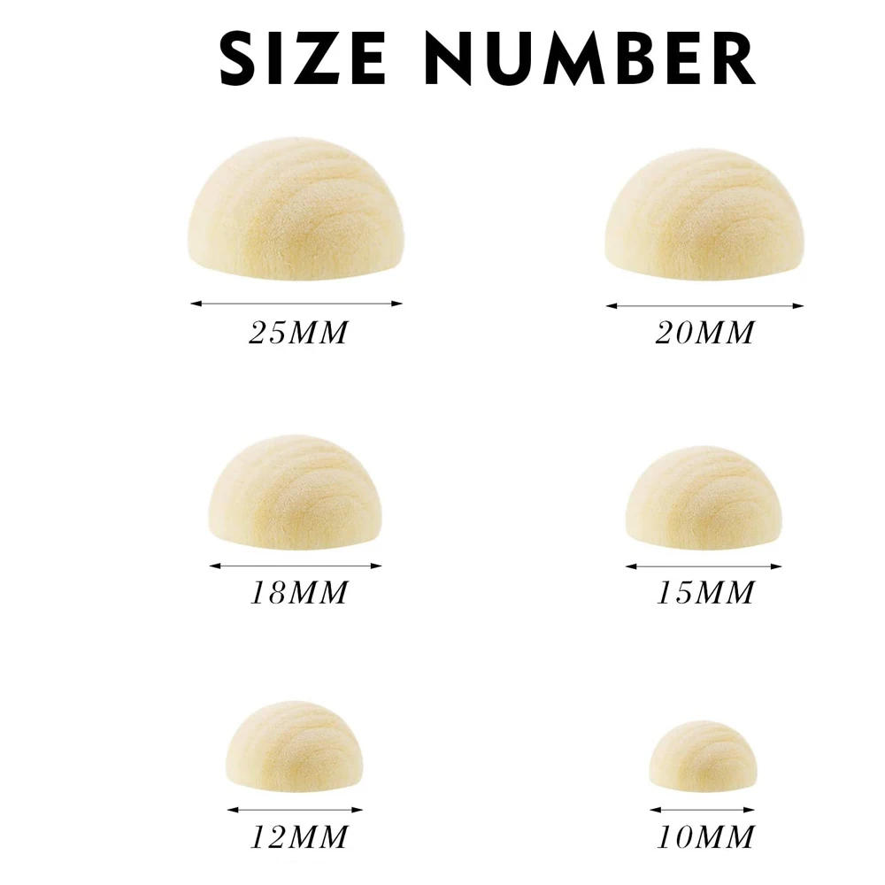 Description Picture 4 of itemHalf Wood Balls Bead Unfinished Natural Split Wood Beads Round Half Wooden Balls Wood Craft Balls Decor DIY Craft Arts Christmas