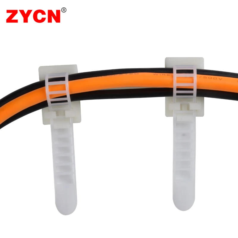Description Picture 3 of item20/100PCS Cable Tie Mount Adjustable Clips Self Adhesive Strap Fix Holder Plastic Network Wire Power Cord Car Organizer Clamp