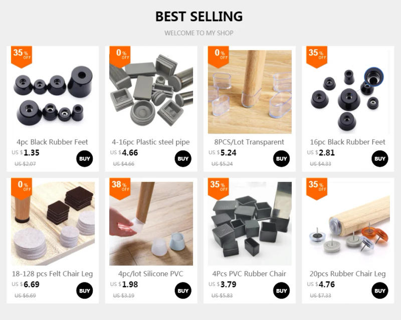 Description Picture 2 of item4Pcs PVC Rubber Chair Leg Table Feet Cover Floor Non-slip Protector Round Square Wearable Coffee Bar foot Furniture Component
