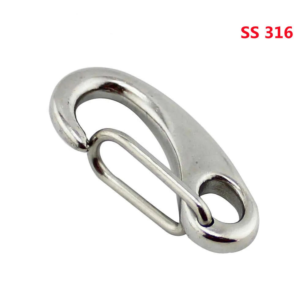 Description Picture 5 of item1/2/5Pcs Egg Shape Spring Snap Hooks Marine 316 Stainless Steel Multifunctional Hiking Camping Belt Carabiner Quick Release Hook