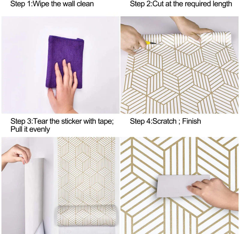 Description Picture 4 of itemGeometric Hexagon Wallpaper Peel And Stick Wallpapers Removable Self Adhesive Wallpaper Vinyl Paper For Bedroom Home Decoration