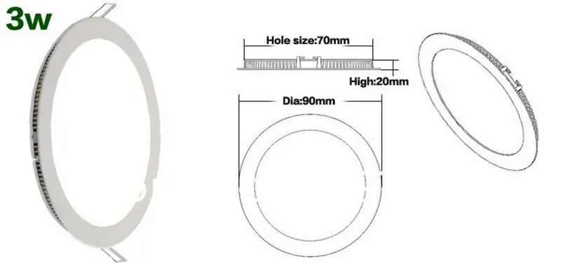 Description Picture 6 of itemUltra Thin LED Panel Downlight 3W 6W 9W 12W15W 25W Round LED Ceiling Recessed Light AC85-265V LED Panel dimmable lamps
